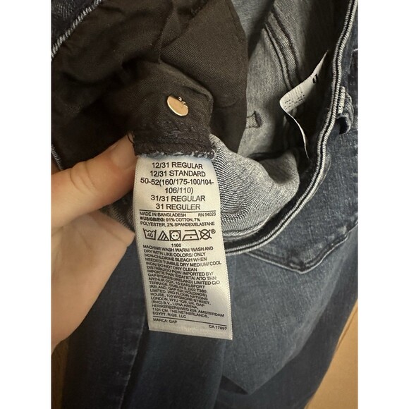 GAP Denim Dark Wash Skinny Jeans High Rise Size 12/31R‎ Distressed Universal - Picture 6 of 6